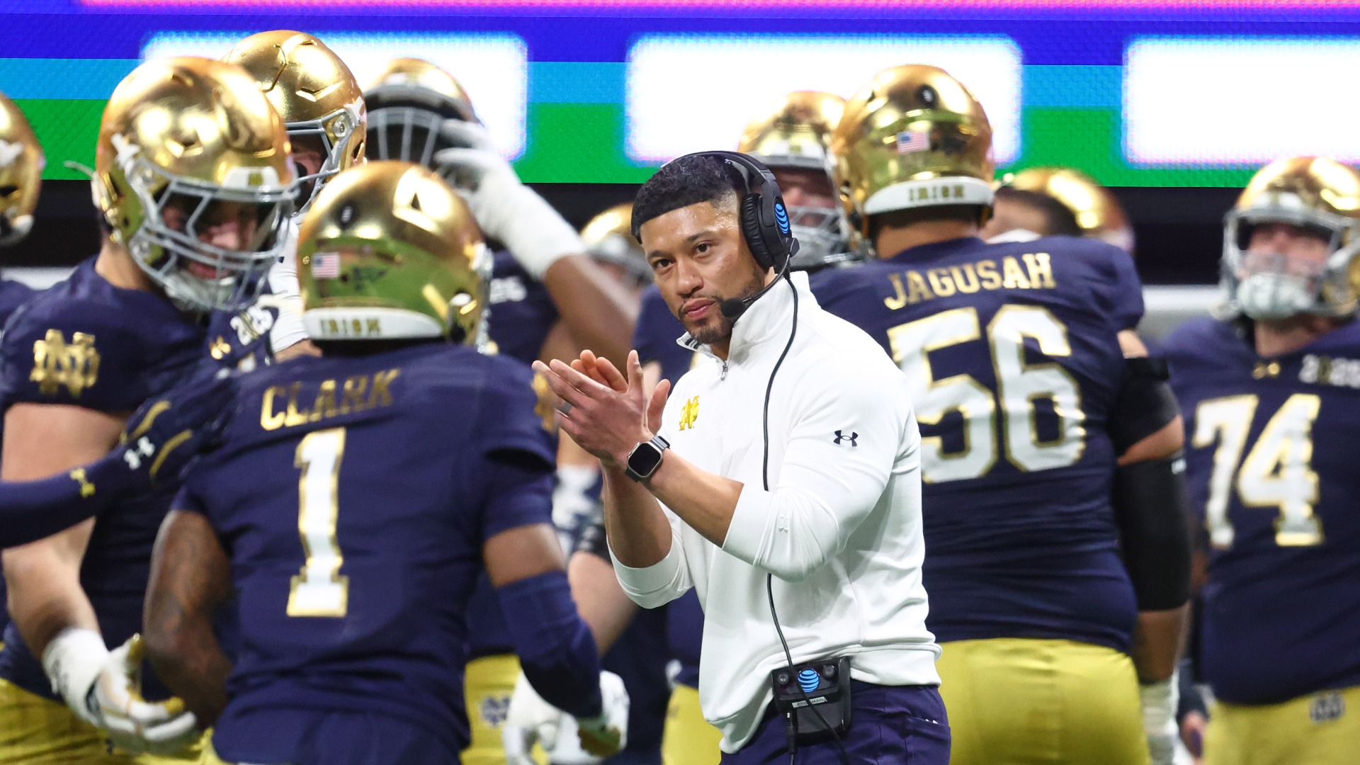 Notre Dame Fighting Irish head coach Marcus Freeman