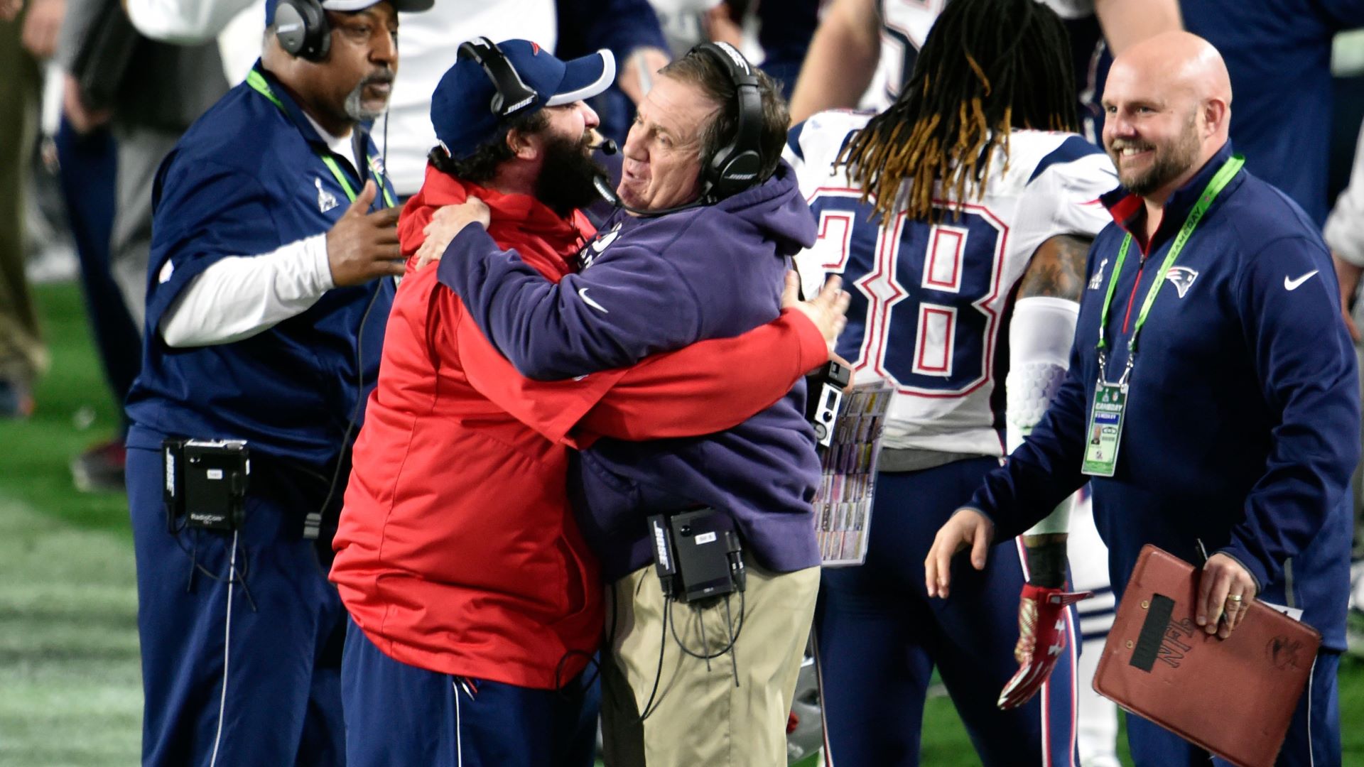 Former NFL coach Matt Patricia and North Carolina Tar Heels head coach Bill Belichick
