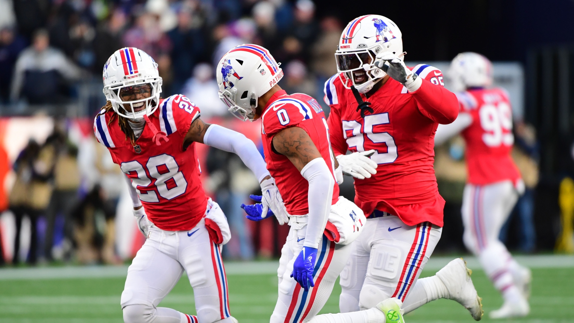 New England Patriots cornerbacks Christian Gonzalez and Alex Austin, and defensive tackle Daniel Ekuale
